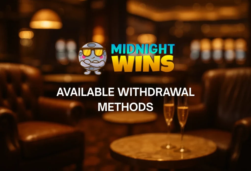 Available withdrawal methods on Midnight Wins casino.